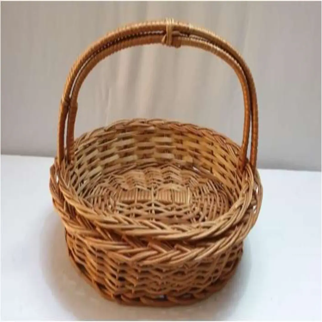 Handwoven Bamboo Basket with Handle