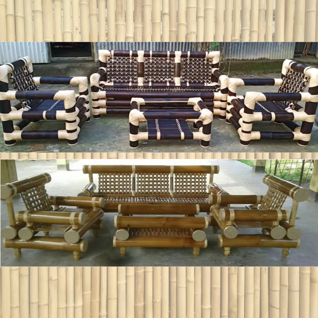 Handcrafted Bamboo Sofa Set